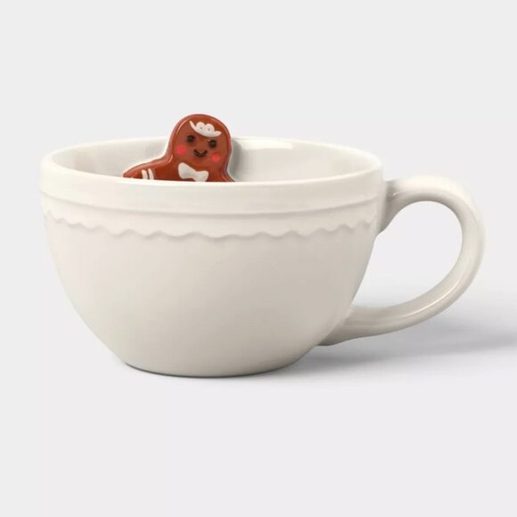 2 TARGET WONDERSHOP GINGERBREAD PEEK-A-BOO MUG SET of 2 Red & White - Picture 5 of 6